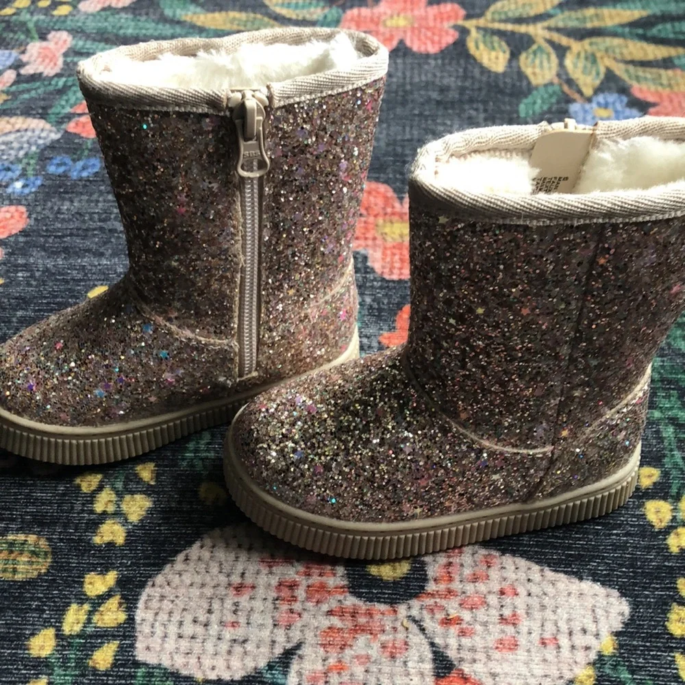 Cat & Jack Gold Glitter Toddler Pip Boots, Size 6